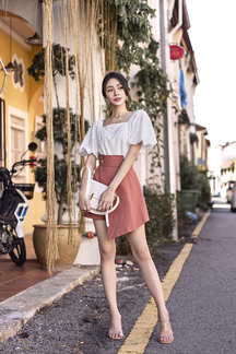 ANKA ASYMMETRICAL SKORTS (BRICK RED)