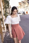 ANKA ASYMMETRICAL SKORTS (BRICK RED)