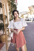 ANKA ASYMMETRICAL SKORTS (BRICK RED)