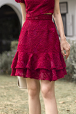 ROSA LAYERED HEM SKIRT (MAROON)