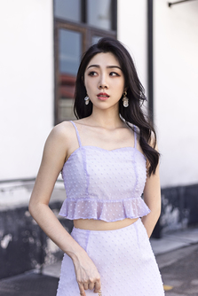 ORPHEA SWEETHEART FRILL CROP TOP (LILAC)