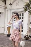 FRIDA SCALLOP NECKLINE BLOUSE (LILAC FLEUR)