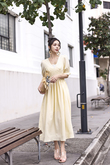 MAISIE PLUNGE NECK MIDAXI DRESS (LEMON)
