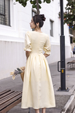 MAISIE PLUNGE NECK MIDAXI DRESS (LEMON)