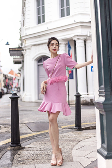 WENDI TRUMPET MINI SKIRT (BUBBLEGUM PINK)