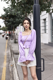 FRANCINE LONG FLOUNCE SLEEVES TOP (PURPLE)